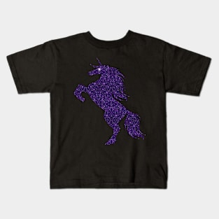 Purple Faux Glitter Magical Rearing Unicorn Kids T-Shirt